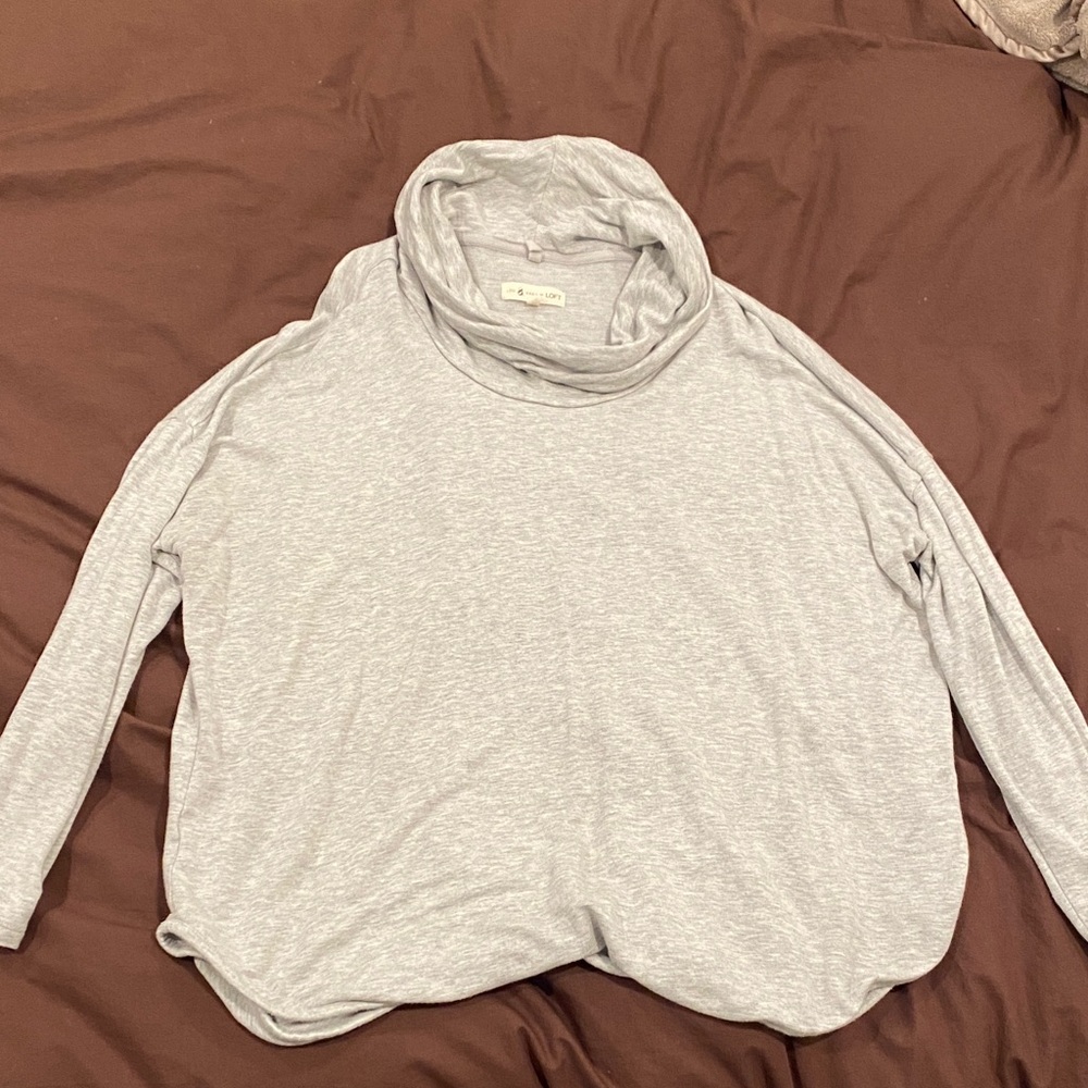 Lou & Grey for LOFT Gray Cowl Neck Long Sleeve Top